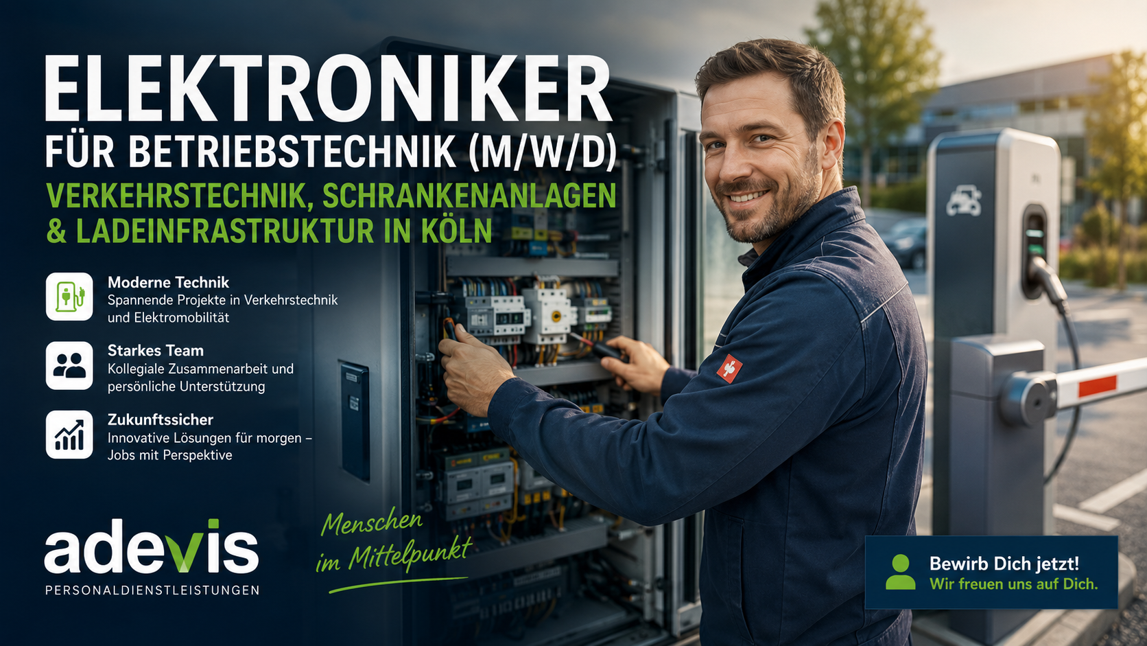 Elektroniker für Betriebstechnik (m/w/d) – Verkehrstechnik, Schrankenanlagen & Ladeinfrastruktur in Köln